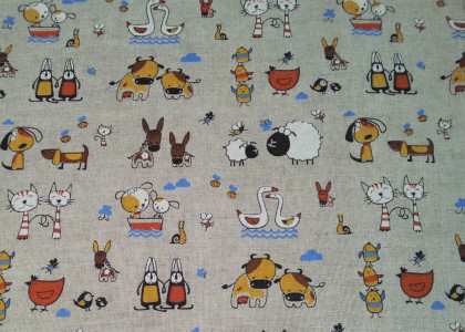 57% linen #Animals-n (200 g/m2 - 150 cm) Fabrics own production